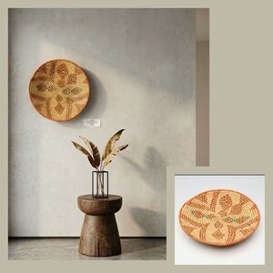 12” Vintage Tribal ETHIOPIAN AMHARA Coiled Straw Raised Basket -Provenance